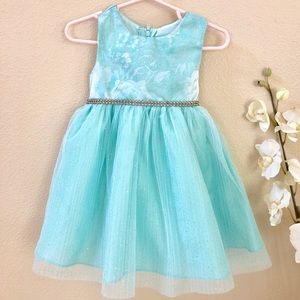 Sweet aqua formal dress for toddler girl